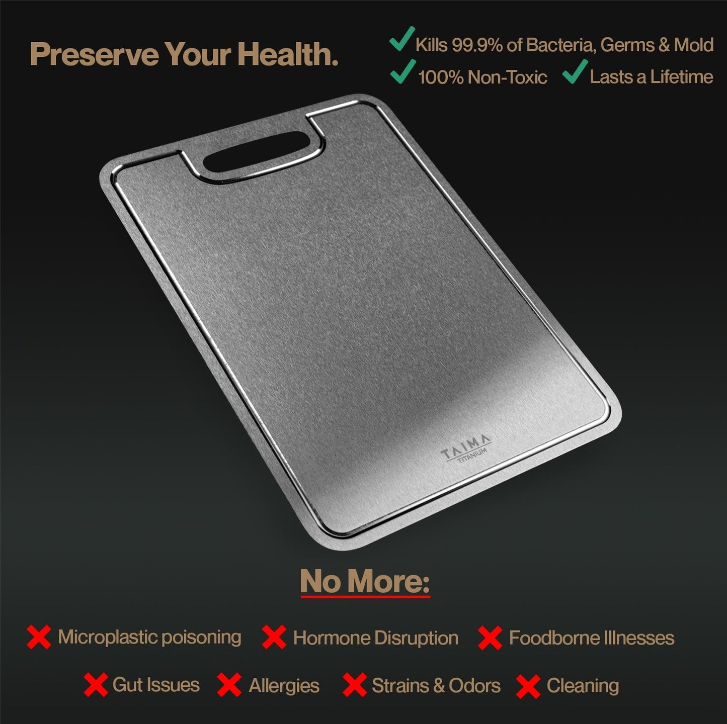 Certified VEXOR Pure Titanium Cutting Board - Size L